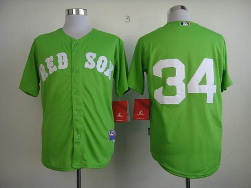 Red Sox #34 David Ortiz Green Cool Base Stitched MLB Jersey